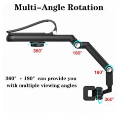 DOUBFIVSY 차량용 휴대폰 홀더 + USB 케이블, 360° 다기능 차량용 선 바이저 휴대폰 홀더 대부분의 휴대폰과 호환되는 자동차 홈 주방용 범용 조절 가능한 휴대폰 홀더