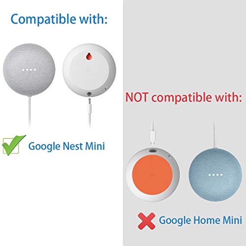 Caremoo Google Nest Mini 벽걸이 홀더, 공간 절약형 디자인 콘센트 마운트, Google Nest Mini 2세대를 위한 완벽한 코드 관리(화이트, 2팩)