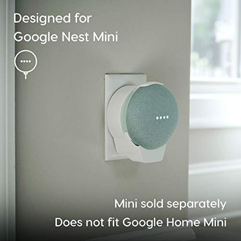 새로운 Google Nest Mini 2세대용 doqxD 콘센트 벽걸이: Google Nest Mini 2세대용 필수품 - 수평 및 수직 콘센트에 적합(2팩, 프로스트 화이트)