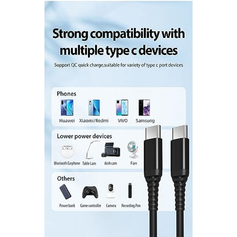 tekSonic USB Type C - USB C 60W PD 케이블 6.6피트/2m, [10팩] 대용량 USB TypeC 고속 충전기 코드 MacBook Pro, iPad Mini 6, iPad Air 4, iPad Pro, Galaxy S23 S21 Ultra Note 20, Pixel과 호환 가능