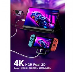 JSAUX USB-C - 미니 HDMI 케이블 10FT(HDMI 아님), 노트북 - 휴대용 모니터 케이블, 고속 4K 코드(4K@30Hz/2K@60Hz/1080P), 휴대용 모니터, 스팀 데크, 노트북, 전화, ROG Ally와 호환 가능