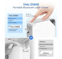 Vixic Labeler D1600 미니 블루투스 라벨 프린터 무선 라벨러 라벨 메이커 기계 전화 패드용 다중 템플릿 사용하기 쉬운 사무실 홈 조직, 흰색-회색