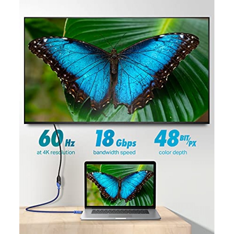 Ultra Clarity 케이블 HDMI 연장 케이블, 3ft, 6ft, 10ft, 15ft, 20ft, 25ft(15ft, 파란색, 2)