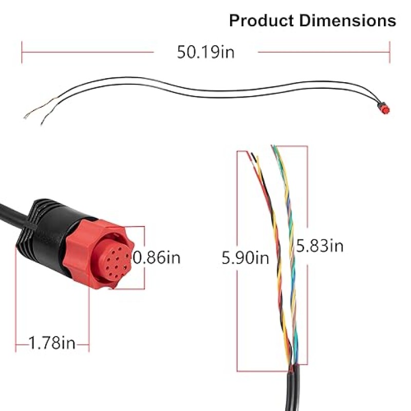 yourour 000-0127-49 Lowrance 모든 HDS 장치에 맞는 전원/데이터 케이블 교체: HDS-10, HDS-10m, HDS-5, HDS-5m, HDS-5x, HDS-7, HDS-7m, HDS-8, HDS-8m, Elite-7 HDI 시리즈, PC-30-RS422