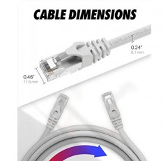 Ultra Clarity 케이블 Cat6 이더넷 케이블 6 Ft [2 팩], 10Gpbs 고속 인터넷 케이블, RJ45 Cat-6 이더넷 패치 케이블, 네트워크 이더넷 코드 커넥터 - 흰색 및 검정색