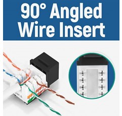 Everest Media Solutions 90° 각도 CAT6/5e 키스톤 잭(검정색) - 슬림 프로파일 RJ45 이더넷 커넥터 - 90° 각도 속도 종단 도구와 호환 가능 - easyJACK(B094WB91H3) - 10팩