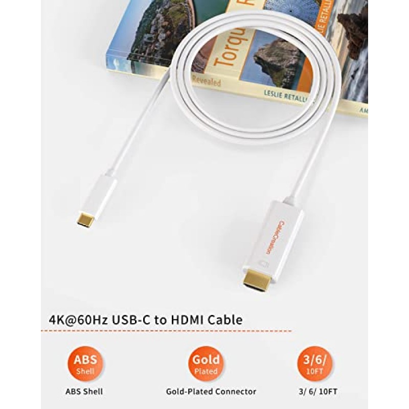 CableCreation 홈 오피스용 USB C-HDMI 케이블 4K@60Hz 6FT, Type C-HDMI Thunderbolt 3 iPhone15/15Pro/15Plus/15Promax, MacBook Pro/Air/iPad Pro 2020, Galaxy S23/ S23+/ S23 Ultra와 호환 가능