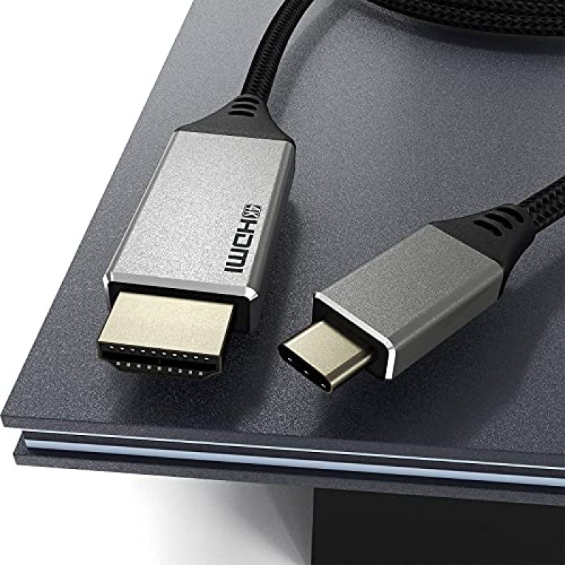 USB C - HDMI 케이블 6FT, 4K USB Type-C - HDMI 포트 홈 오피스용 나일론 편조 케이블