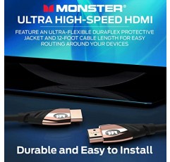 Monster 6Ft HDMI 전자 케이블 4K Ultra Hd(이더넷 코드 포함) 60/120Hz 새로 고침 속도 21Gbps 1080p 프로젝터/노트북/모니터/텔레비전/개인용 컴퓨터용 비디오 부식 방지 금 접점