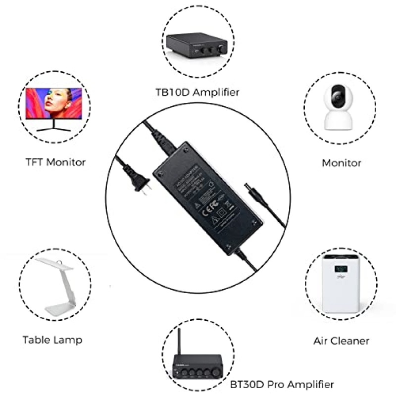 Fosi 오디오 전원 어댑터 공급 32V 5A 가정용 오디오 Bluetooth 스테레오 2 채널 2.1CH 수신기 증폭기 미니 Hi-Fi 클래스 D 통합 앰프