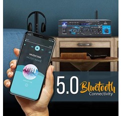 Pyle 홈 홈 오디오 Bluetooth 전력 증폭기 시스템 - 2X40W 미니 듀얼 채널 믹서 사운드 스테레오 수신기 상자(RCA, USB, AUX, 헤드폰, 마이크 입력, 극장, 홈 엔터테인먼트, 스튜디오 사용-PTAU23 포함)