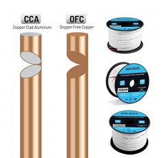 ADILSWIL 100피트 16 게이지 벽면 스피커 와이어 케이블 16/2 AWG CCA 2 도체 저전압 DC 전기 와이어 흰색 재킷이 있는 빨간색 및 검정색 와이어 ETL 목록 연결 및 연장용 CL2 등급