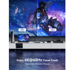 HDMI 스위치 5 in 1 Out 4K@60Hz, 원격 기능이 있는 GANA HDMI 분배기 스위처, 3D, HDCP2.2, HDR용 알루미늄 HDMI 2.0 스위치 박스 허브, Xbox, PS5/4/3, Fire Stick, Roku, Blu-Ray와 호환 가능 플레이어, 그레이