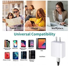 iPhone 고속 충전기, 20W USB C 벽면 충전기 Apple MFi 인증 6FT iPhone 충전 케이블로 고속 충전 iPhone 14/13/12/12 Pro/Max/11/11Pro/XS/Max/XR/X/8/8Plus,iPad와 호환 가능 [2팩]