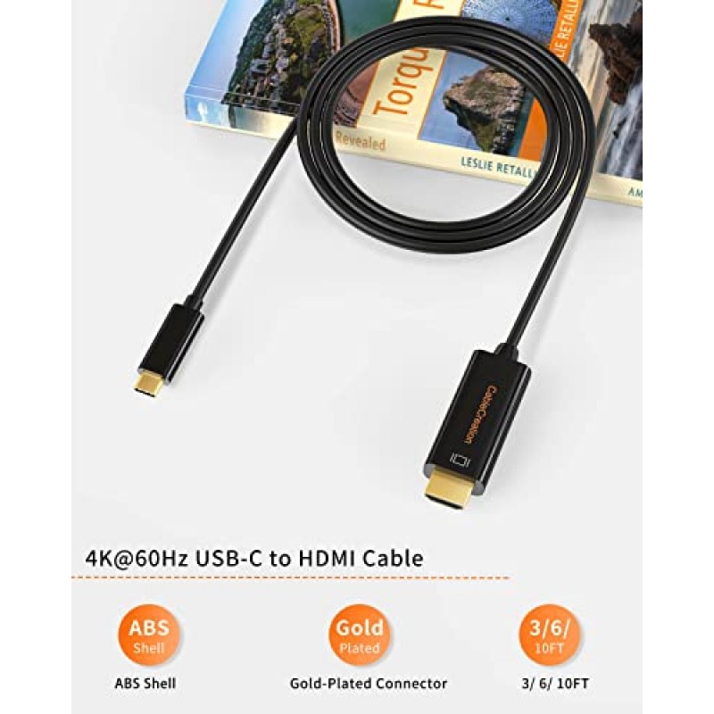 CableCreation 홈 오피스용 USB C-HDMI 케이블 4K@60Hz 10FT, 유형 C-HDMI Thunderbolt 3 iPhone15/15Pro/15Plus/15Promax, MacBook Pro/Air/iPad Pro 2020, Galaxy S23/ S23+/ S23 Ultra와 호환 가능