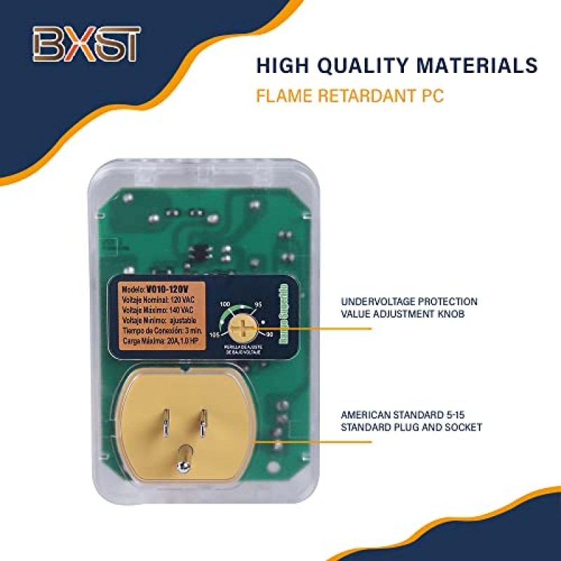 가전제품용 BXST 전자 서지 보호기 1개의 콘센트 플러그 서지 보호기 지연 보호(180S) 냉장고용 서지 보호기 120V 15A 1800Watts