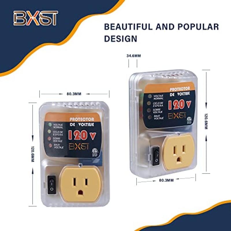 가전제품용 BXST 전자 서지 보호기 1개의 콘센트 플러그 서지 보호기 지연 보호(180S) 냉장고용 서지 보호기 120V 15A 1800Watts