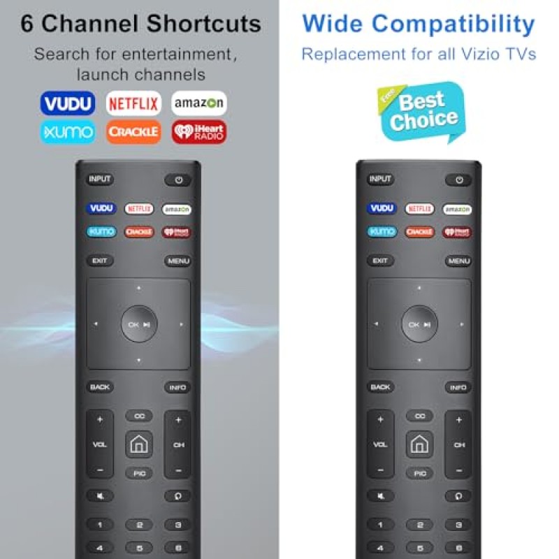 Vizio-Smart-TV-Remote 교체, 모든 Vizio 스마트 TV용 새로운 범용 리모컨 XRT136, Vizio TV(D-시리즈/E-시리즈/M-시리즈/P-시리즈/V-시리즈)용