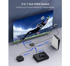 HDMI 스위치 3 in 1 Out 4K@60Hz, 원격 기능이 있는 GANA HDMI 분배기 스위처, 3D, HDCP2.2, HDR용 알루미늄 HDMI 2.0 스위치 박스 허브, Xbox, PS5/4/3, Fire Stick, Roku, Blu-Ray와 호환 가능 플레이어, 블랙