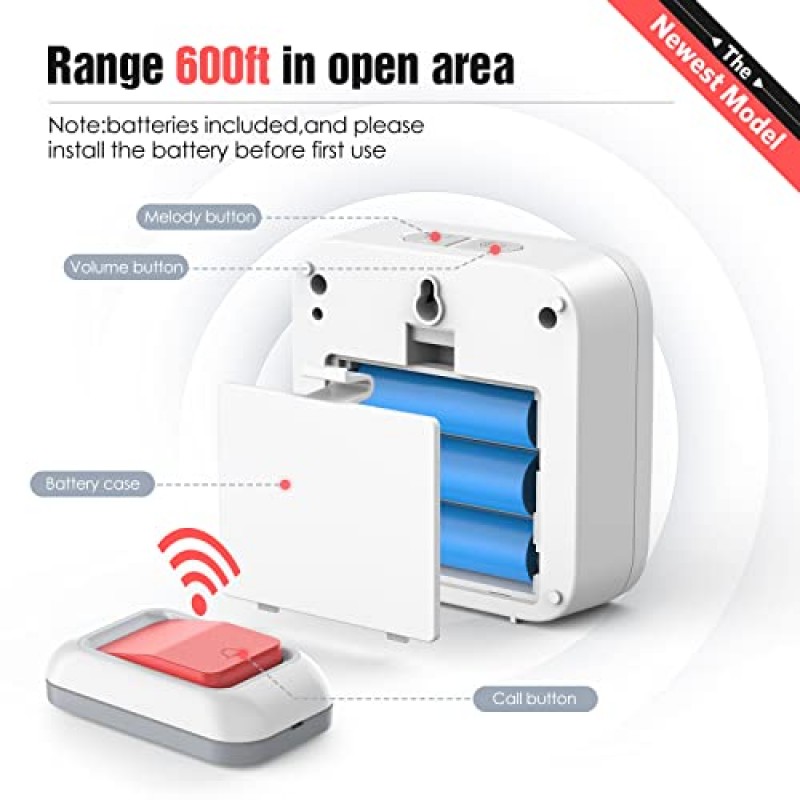 호출기 생명 경고 호출 버튼 - 휴대용 경보 기능이 있는 무선 간병인 호출기 노인 지원 제품 패닉 버튼 환자를 위한 추락 경고 호출 벨 노인 가정에서 노인 모니터링