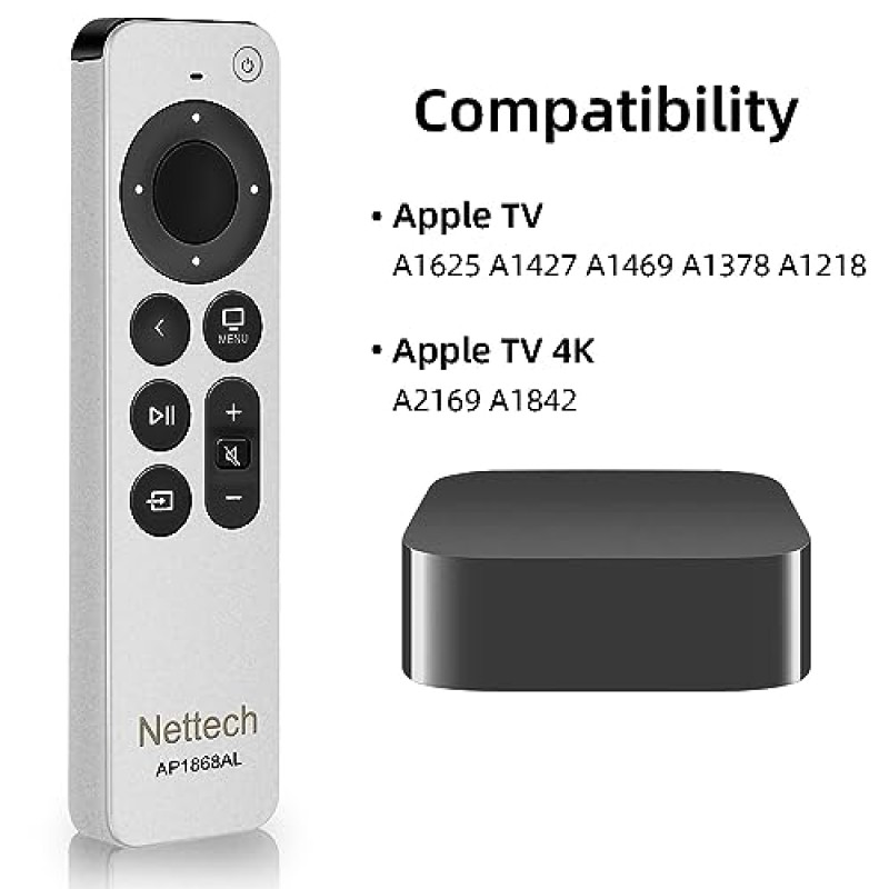 Apple TV 4K/Gen 1 2 3 4/HD A2169 A1842 A1625 A1427 A1469 A1378 A1218 TV 제어 기능이있는 새로운 범용 교체 용 리모컨