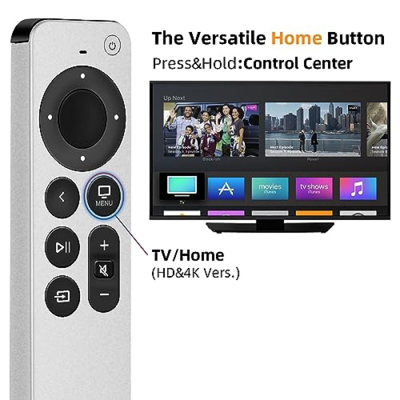 Apple TV 4K/Gen 1 2 3 4/HD A2169 A1842 A1625 A1427 A1469 A1378 A1218 TV 제어 기능이있는 새로운 범용 교체 용 리모컨