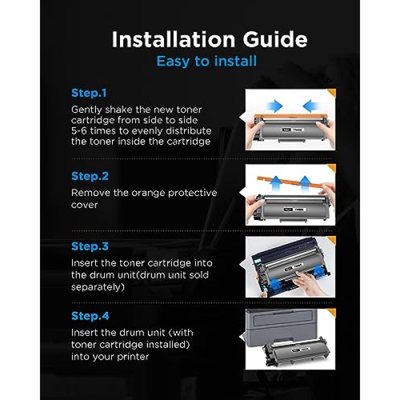 Timink TN660 호환 토너 카트리지 교체용 Brother TN660 TN-660 TN 660 TN630, HL-L2300D HL-L2380DW HL-L2320D DCP-L2540DW MFC-L2700DW MFC-L2685DW 프린터(검은색 토너 2개)와 호환 가능