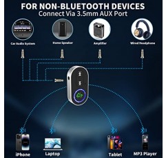 차량용 Bluetooth AUX 수신기, SDNCIE Bluetooth 5.1 차량용 능동형 소음 차단 무선 오디오 수신기 스테레오/홈 스피커/유선 헤드폰/음악/핸즈프리 통화, 16시간 배터리 수명/듀얼 연결