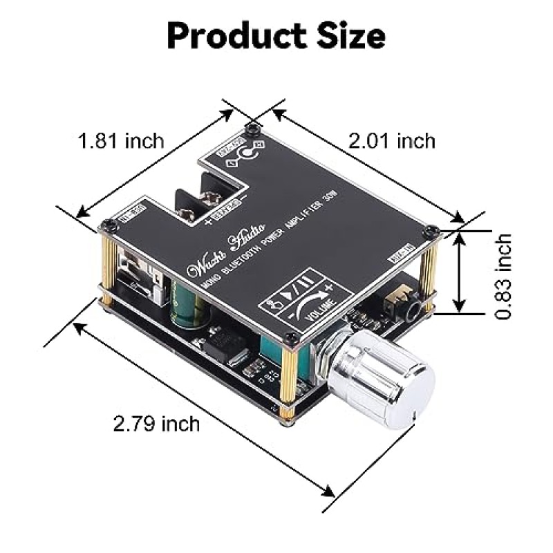 30W TWS BT 증폭기 보드, PEMENOL DC 9-24V 3A Aduio 증폭기 모듈 지원 APP 제어 BT 이름 및 암호 수정 AUX BT 5.3 DIY 스피커 스토어 홈용 USB 오디오 입력