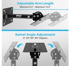 Pyle 스피커 벽 천장 장착 스탠드 - 조절 가능한 회전 기울기, 접이식 텔레스코픽 암이 있는 검정색 스피커 장착 브래킷 - 홈 서라운드 사운드 시스템 북쉘프 위성 스피커 PSTNDC31(쌍)