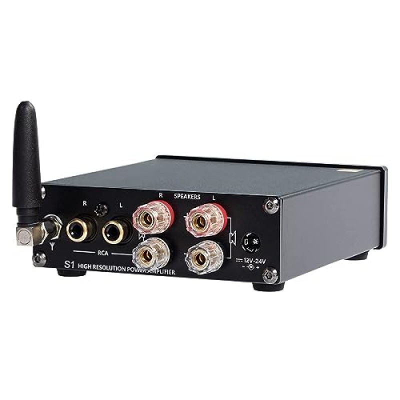 WITOLOGIE S1 스테레오 오디오 증폭기, 100W x 2 미니 Hi-Fi 클래스 D AMP 수신기, TPA3116*2 가정용 패시브 스피커용 Bluetooth 5.0 저음 및 고음 2.0 채널(리모컨 포함)