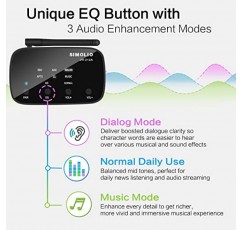 EQ(음악/대화) 및 BT 코덱 디스플레이가 포함된 SIMOLIO 장거리 HD Bluetooth 수신기, 홈 스테레오 및 음악 사운드 스트리밍 시스템용 aptX LL이 포함된 무선 오디오 어댑터, 볼륨 조절, 197FT