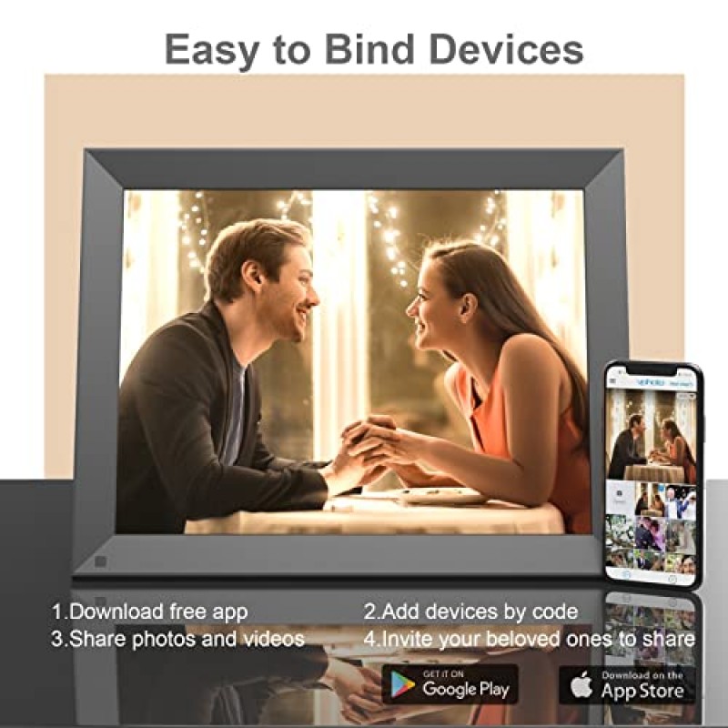디지털 액자 15인치 WiFi 디지털 액자 - 대형 디지털 액자, 16GB, 터치 스크린, 벽면 장착 가능, 앱 또는 이메일을 통해 사진 비디오 공유, 홈닥터, 아내를 위한 생일 선물