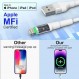 USB-라이트닝 케이블 코일 흰색 2세트, Apple Carplay로 MFi 인증 차량용 짧은 코일 iPhone 충전기 케이블, 접이식 USB 데이터 전송 및 LED 기능이 있는 iPhone 충전기 코드