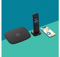 발신자 ID 및 HD 음성 품질을 갖춘 Ooma HD3 핸드셋 무선 전화기입니다. Ooma Telo VoIP 무료 인터넷 집 전화 서비스에서만 작동합니다.