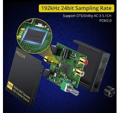 PROZOR 디지털-아날로그 오디오 변환기 지원 Dolby/DTS 디코더, 광학 출력-RCA DAC 디코더, 광학-3.5mm 변환기, 광학/SPDIF/Toslink/동축/DTS/PCM/5.1CH-2CH 아날로그 스테레오