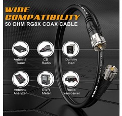 G-PLUG 50FT RG8X 동축 케이블 50Ω – 순수 구리 CB 동축 케이블 UHF 세트 – 매우 내구성이 뛰어나고 유연한 PVC 재킷 – 2X UHF 무선 커넥터가 있는 방수 동축 케이블