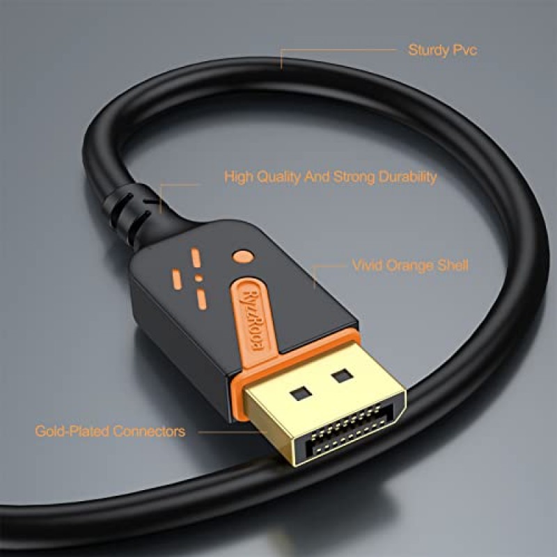 RyzzRooa DisplayPort - HDMI 케이블 6피트, 5팩 DP - HDMI 케이블 수-수 금도금 FHD는 컴퓨터, 모니터, HDTV, 프로젝터용 비디오 및 오디오를 지원합니다.