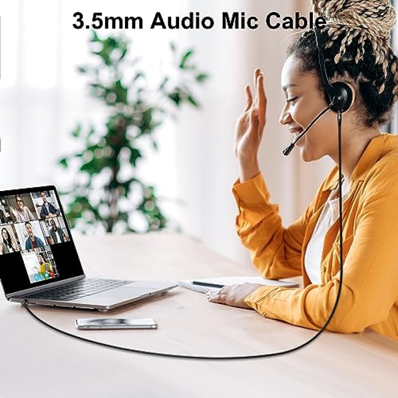 3.5mm 오디오 케이블, 4극 Hi-Fi 스테레오 TRRS Aux 잭 25FT, 나일론 편조, 마이크 호환, 헤드폰, 자동차, 아이패드, 전화, 태블릿용 1/8인치 남성-남성 보조 코드 연장 - 블랙