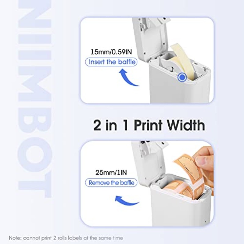 NIIMBOT D101 라벨 메이커, 테이프가 있는 휴대용 감열식 라벨 프린터, 인쇄가 용이함 학교 이름, 케이블 라벨, 비즈니스 가격표, 가정용 보관을 위한 0.5~1인치 폭의 무잉크 라벨 메이커