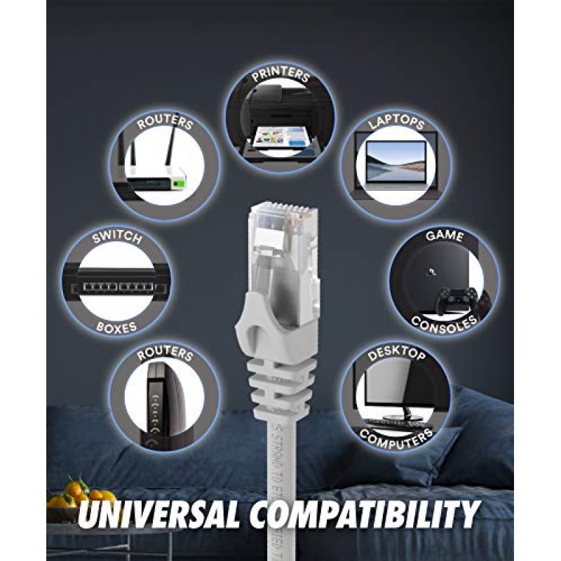 Ultra Clarity 케이블 Cat6 이더넷 케이블, 100피트 - RJ45, LAN, UTP CAT 6, 네트워크 코드, 패치, 긴 인터넷 케이블 - 100피트 - 흰색