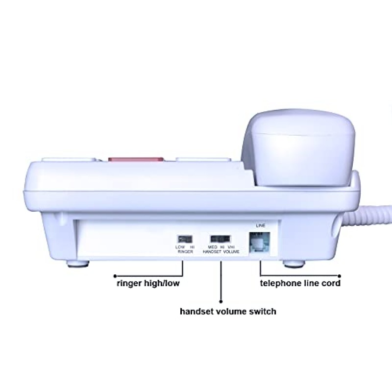 Benotek 가정용 노인을 위한 유선 대형 버튼 유선 전화, 시각 및 청각 장애가 있는 노인을 위한 읽기 쉬운 단일 회선 탁상 전화기, 더 큰 소리의 유선 전화 벨소리 집 전화