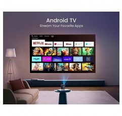 Android TV, DLP 및 충전식 배터리를 갖춘 미니 프로젝터, WiFi 블루투스를 갖춘 WiMiUS Pico 포켓 휴대용 프로젝터, 360°스피커, 1080P 지원, 휴대폰/HDMI/USB용 무선 스마트 실외 프로젝터