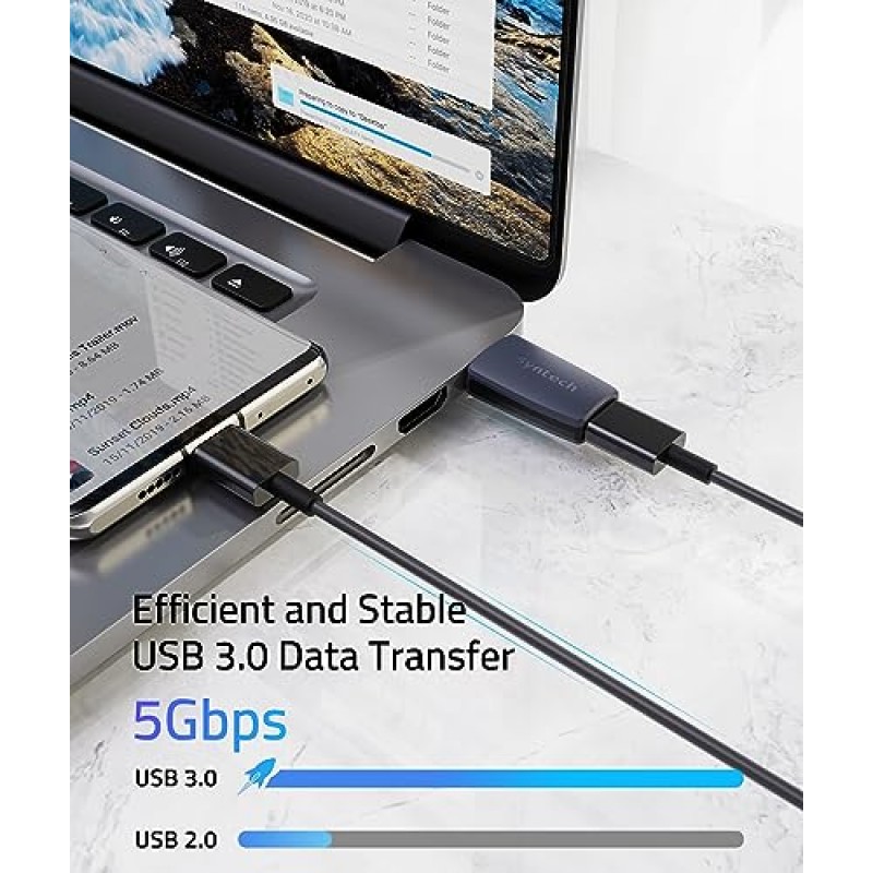 Syntech USB C-USB 어댑터 팩 3개, USB C 암-USB 3.0 수 어댑터, Type C 충전기 케이블 전원 변환기 iPhone 15 iPad Pro와 호환 삼성 S23 Apple Watch Series 9 AirPods CarPlay