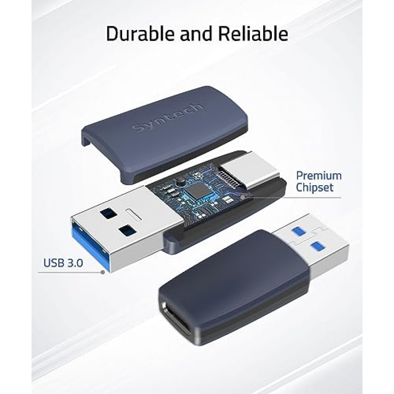 Syntech USB C-USB 어댑터 팩 3개, USB C 암-USB 3.0 수 어댑터, Type C 충전기 케이블 전원 변환기 iPhone 15 iPad Pro와 호환 삼성 S23 Apple Watch Series 9 AirPods CarPlay