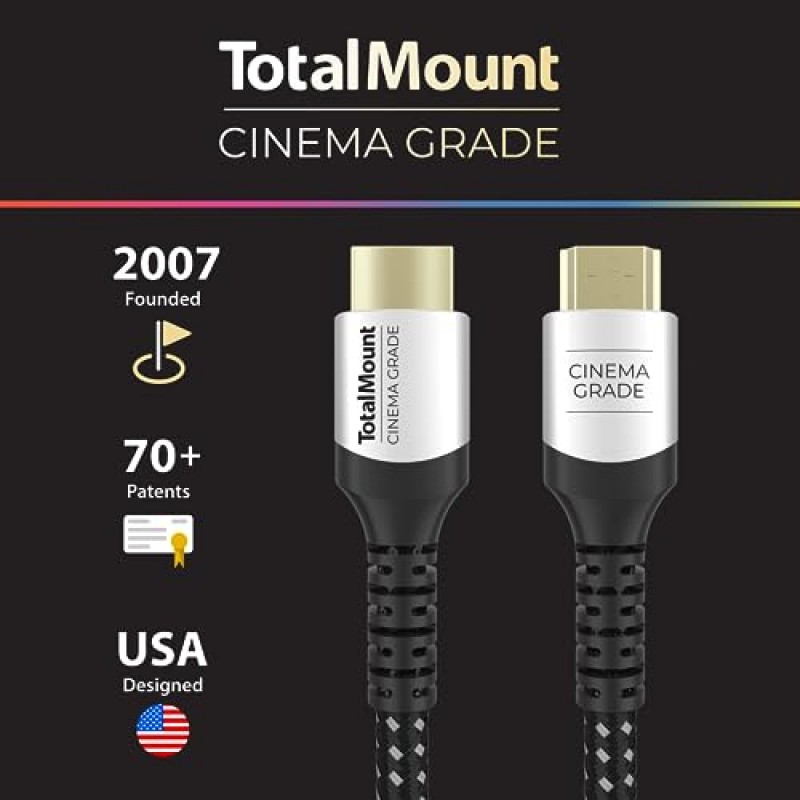 TotalMount Cinema Grade – Apple TV용 금도금 HDMI 케이블 – HD, 4K, 8K 및 10K – 완전한 Apple TV 호환성(10피트)