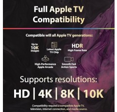 TotalMount Cinema Grade – Apple TV용 금도금 HDMI 케이블 – HD, 4K, 8K 및 10K – 완전한 Apple TV 호환성(10피트)