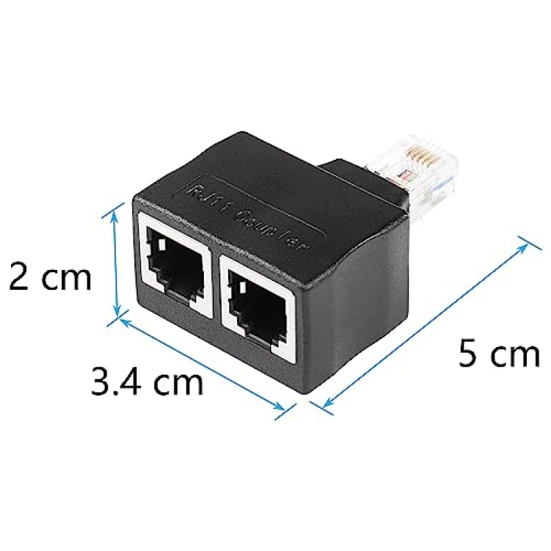 SinLoon 전화 잭 분배기 RJ11 남성 2 여성 6P6C 전화 인라인 커플러 전화 확장 어댑터 유선 팩스 기계 2 PCS (M/F)