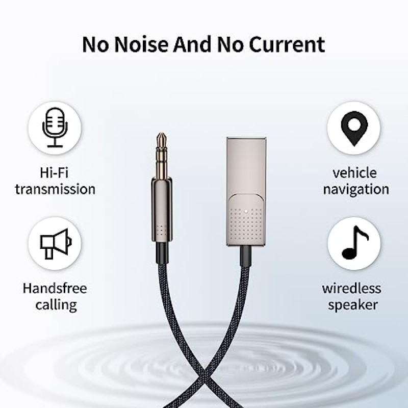 SIYIBAEBY 차량용 Hi-Fi 전송용 Aux Bluetooth 어댑터, 차량용 내장 5.1 Bluetooth Aux 수신기, 음악 및 핸즈프리 통화용 마이크 무선 수신기가 있는 3.5mm 잭에 대한 Bluetooth 어댑터