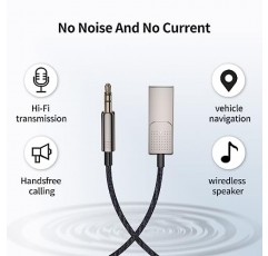 SIYIBAEBY 차량용 Hi-Fi 전송용 Aux Bluetooth 어댑터, 차량용 내장 5.1 Bluetooth Aux 수신기, 음악 및 핸즈프리 통화용 마이크 무선 수신기가 있는 3.5mm 잭에 대한 Bluetooth 어댑터